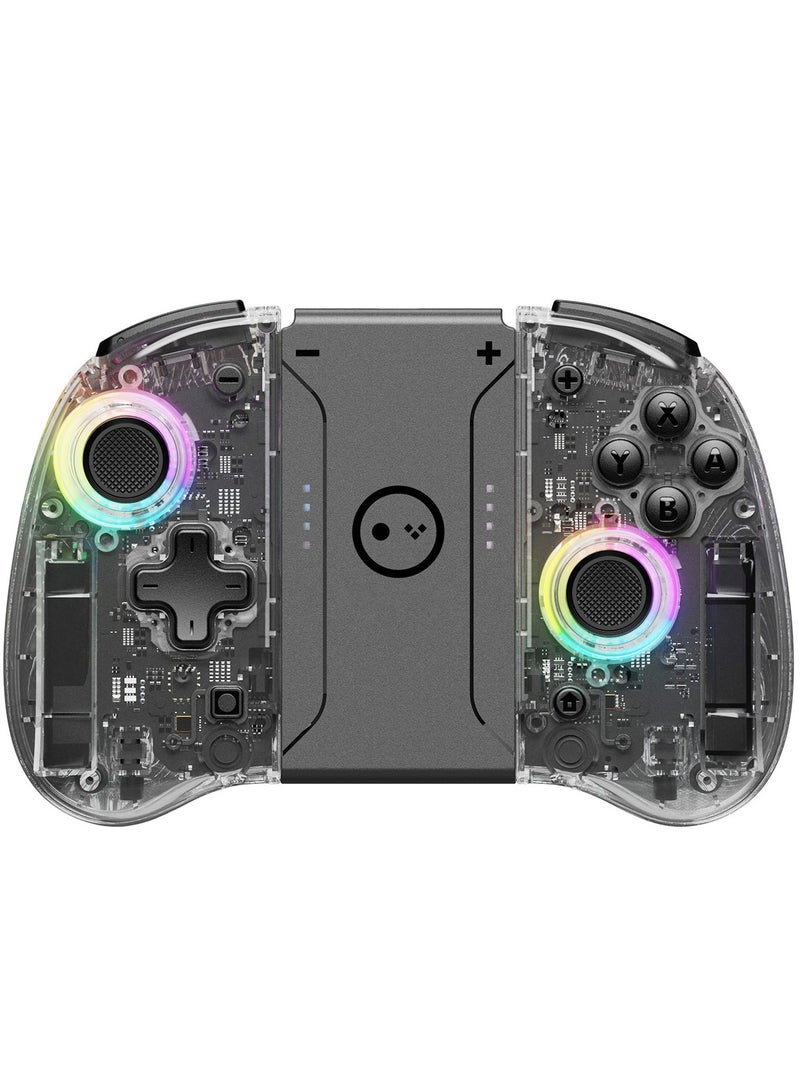 Compatible wireless gaming controller/OLED multi-color halo six axis gyroscope Turbo function adjustment dual motor vibration transparent white - Image 1