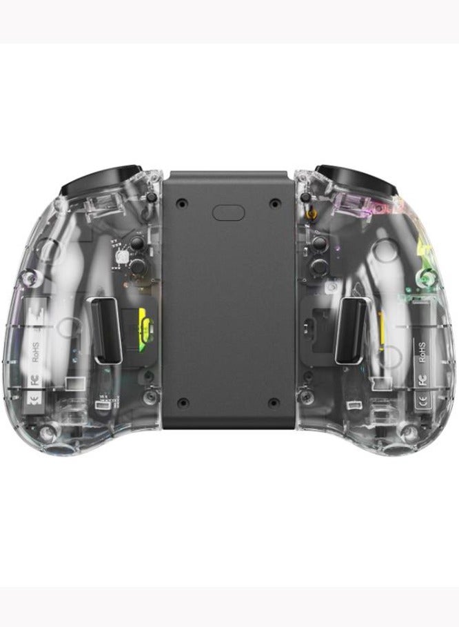 Compatible wireless gaming controller/OLED multi-color halo six axis gyroscope Turbo function adjustment dual motor vibration transparent white - Image 2