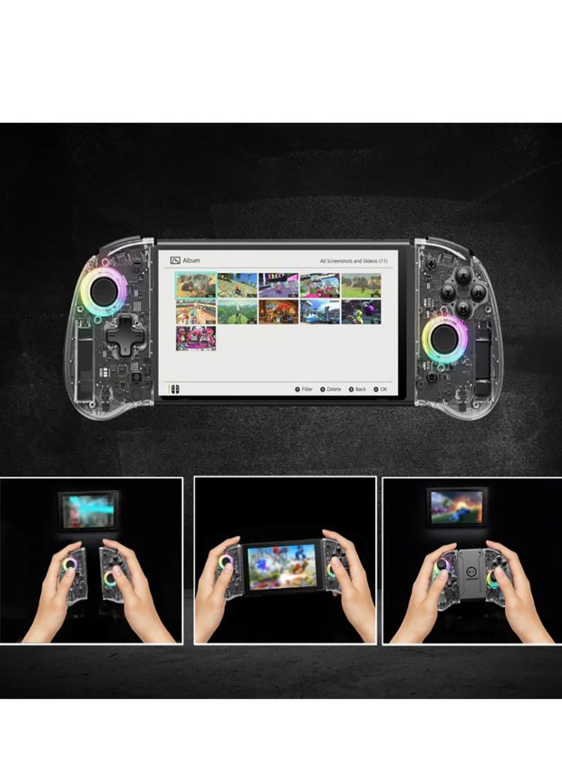 Compatible wireless gaming controller/OLED multi-color halo six axis gyroscope Turbo function adjustment dual motor vibration transparent white - Image 5