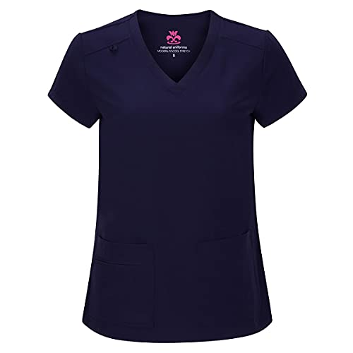 Natural Uniforms Women's Cool Stretch V-Neck Top and Cargo Pant Set (True Navy Blue, Large) - Image 2