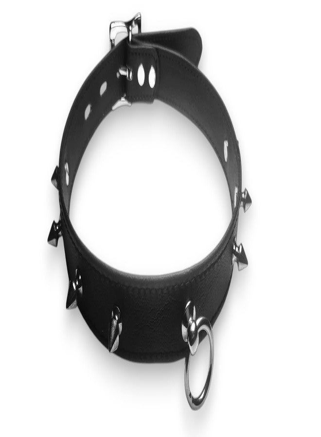 eeoan Leather Spike Choker Goth Punk Neck Collar, Choker O-Ring Spike Rivets With Adjustable Locking Buckle for Women and Girls - Image 1