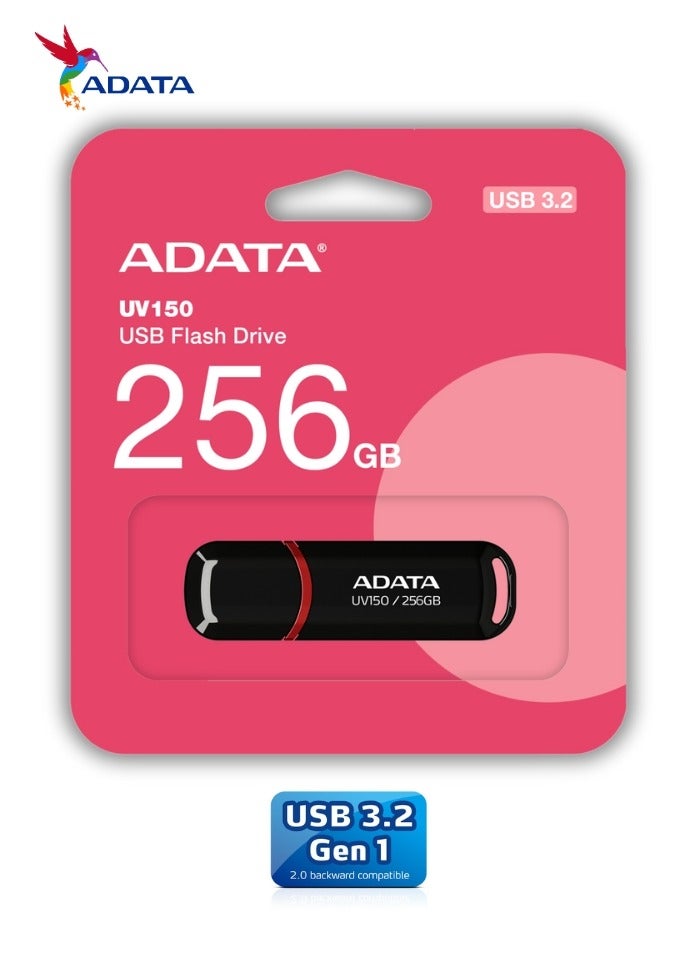 ADATA UV150 Classic 256GB USB 3.2 Flash Drive | Lightweight and Fast Data Transfer | Black - Image 2