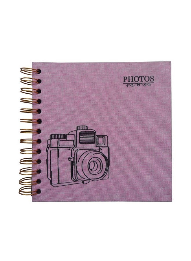 enyuwlcm Linen Hardcover Small Scrapbook With Black Pages 4 X 6 Handmade Photo Album Diy Album Book Suitable For School Kids Girl 40 Pages Pink - Image 1