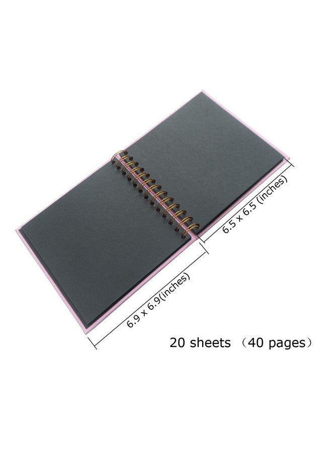 enyuwlcm Linen Hardcover Small Scrapbook With Black Pages 4 X 6 Handmade Photo Album Diy Album Book Suitable For School Kids Girl 40 Pages Pink - Image 3
