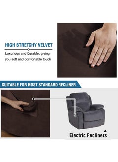اتش. فيرسيلتيكس أغطية H.VERSAILTEX المخملية الناعمة للكراسي المتحركة ذات الأذرع، قطعة واحدة من أغطية الكراسي المتحركة القابلة للتمدد، واقي الأثاث، ناعم مع قاعدة مرنة مضادة للانزلاق (كرسي متحرك، بني)  - Image 3