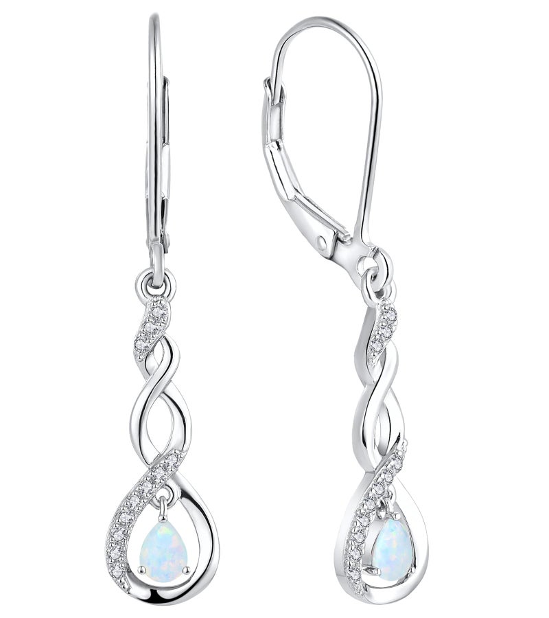 YL Dangle Drop Earrings Sterling Silver Infinity Leverback Earrings Created Opal Twisted Jewelry for Women - Image 1