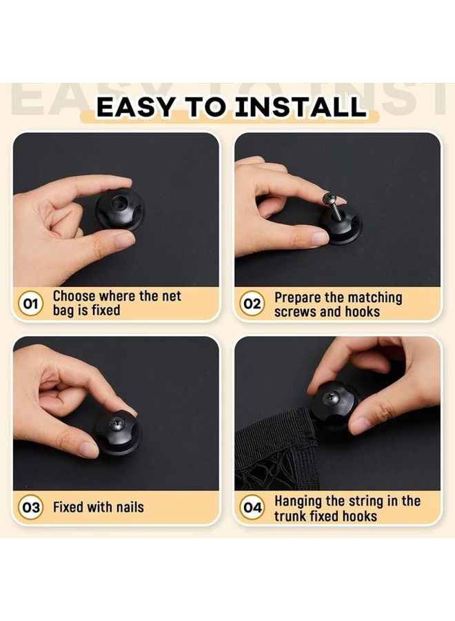 2pcs Stretchable Cargo Net Pocket Storage Bag With 8 Mounting Screws Hooks For Car Truck SUV - Image 5