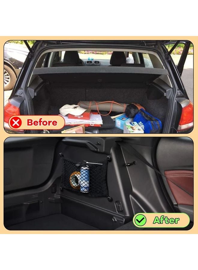 2pcs Stretchable Cargo Net Pocket Storage Bag With 8 Mounting Screws Hooks For Car Truck SUV - Image 4