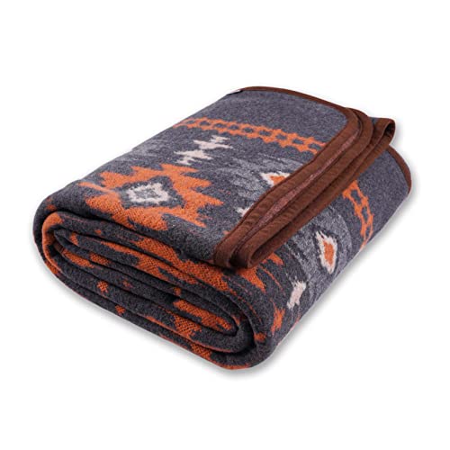 ACUSHLA Merino Wool Blanket  Warm Thick Washable Large Bed Couch Outdoor Camping Sleeping Throw Blanket All Weather Myers Gray 79x63