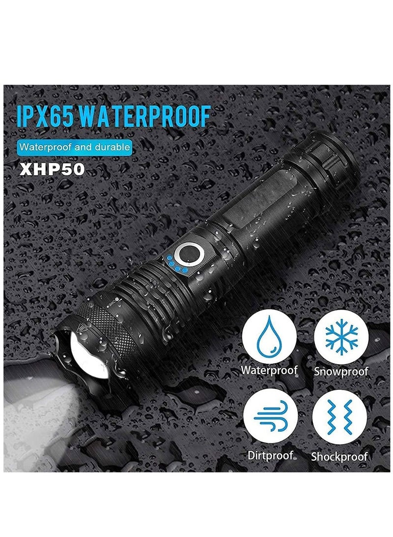 Rechargeable LED Flashlight, High Lumen Handheld Torch, Tactical Ultra Bright Flashlight, Waterproof Scalable Power Display, 18650 Battery Included - Image 4