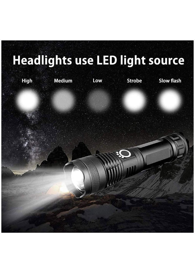 Rechargeable LED Flashlight, High Lumen Handheld Torch, Tactical Ultra Bright Flashlight, Waterproof Scalable Power Display, 18650 Battery Included - Image 3