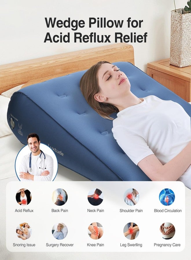 Luxtude Inflatable Wedge Pillow for Sleeping, Travel Wedge Pillow for Acid Reflux Relief, Sleep Apnea, Adjustable Bed Wedges Pillows for Back Pain Relief, Post-Surgery, Snoring and Leg Support - Image 4