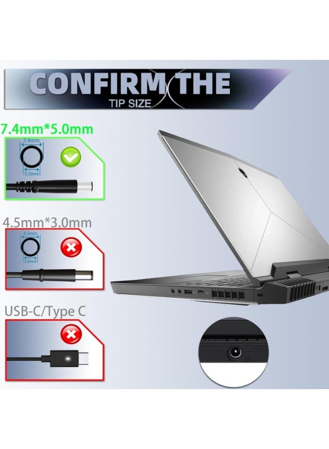 Terabyte 180W Laptop Charger fit for Dell G7 15 17 7588 7590 7790 G5 15 5515 5587 5590 G3 15 3579 17 3779 Precision 7670 7770 7510 7520 7530 7540 7550 19.5V 9.23A 7.4mm AC Adapter Power Cord - Image 2