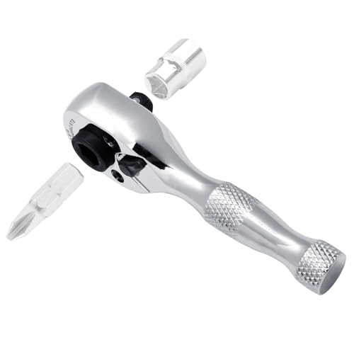 Der Erwachte 1/4-Inch Stubby Ratchet Wrench, Socket&Bit Driver, 72-Tooth, Chrome Alloy Made, Chrome Plated Finish - Image 1