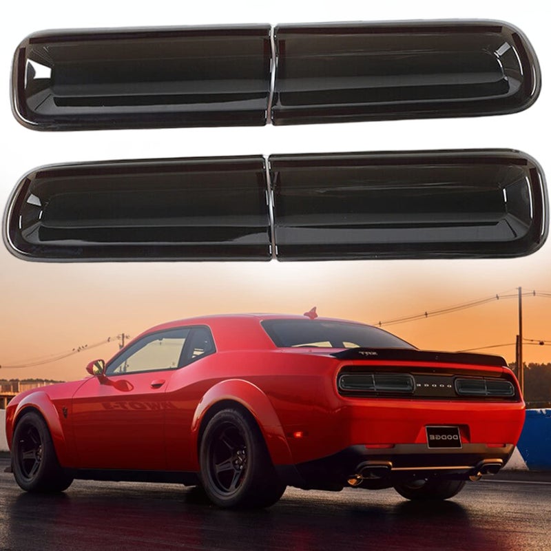 Camoo Smoked Tail Light Covers Rear Light Guards Trim Exterior Accessories for Dodge Challenger 20152023 4Pcs
