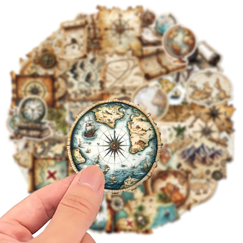 PRSTINCOL 100Pcs Vintage Sticker Pack,Cute Map Design Scrapbook Supplies, Vintage Aesthetic Junk Journal Accessories, Waterproof Vinyl Stickers for Water Bottles, Planners, Journals - Image 5