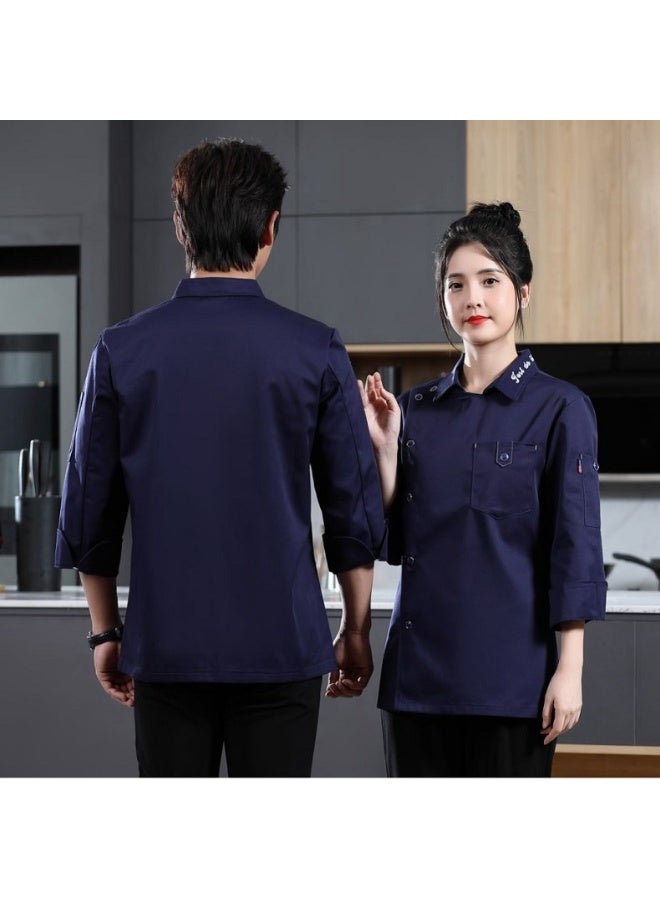 NIBEMINENT Hotel Chef's Work Clothes Long Sleeve Chef Jacket Baking Cake Kitchen Clothes School Restaurant Canteen Work Clothes  - Image 1