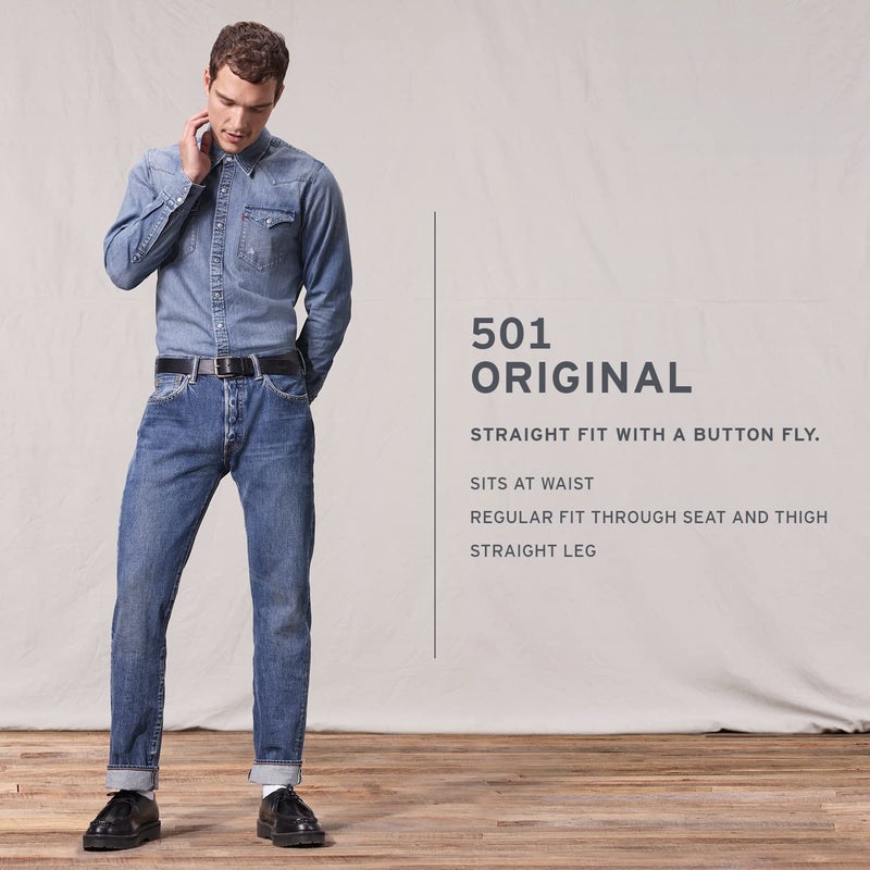 Levi's جينز ليفي للرجال 501 بتصميم أصلي (متوفر أيضًا في الأحجام الكبيرة والطويلة)، (جديد) أسود، 38W x 30L - Image 4