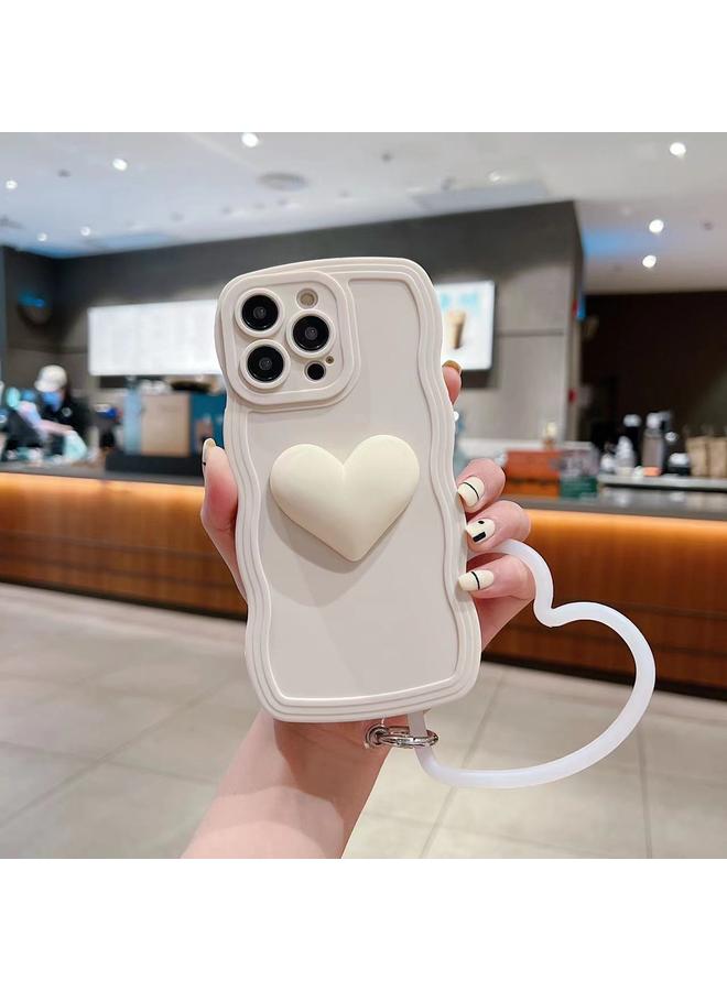 زبون جراب لهاتف iPhone 11 Pro جراب سيليكون ثلاثي الأبعاد على شكل قلب مع سوار معصم - Image 1