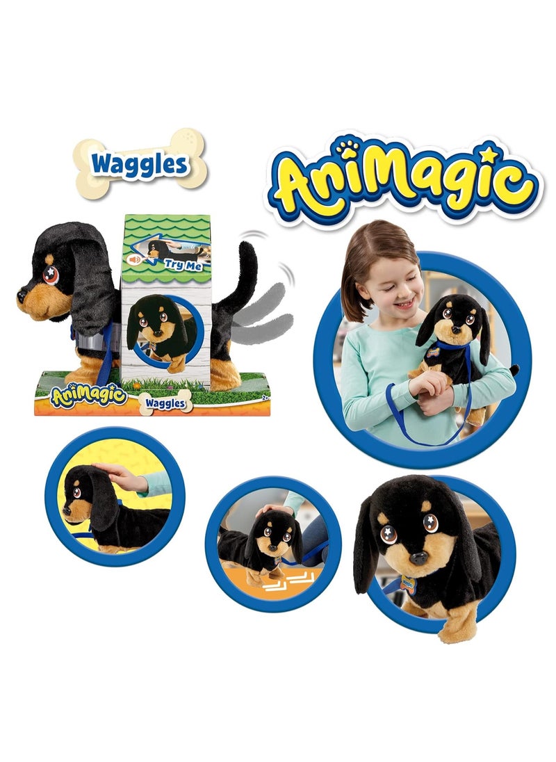 AniMagic - My Wiggling Walking Pup Called Waggles, Interactive, Real Life Like Dog Toy Which Walks and Barks | Age Group : 2 Years+ | Plastic - Image 1