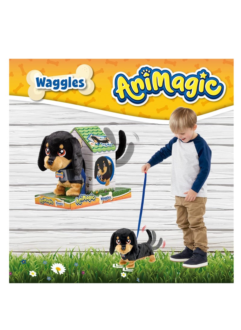 AniMagic - My Wiggling Walking Pup Called Waggles, Interactive, Real Life Like Dog Toy Which Walks and Barks | Age Group : 2 Years+ | Plastic - Image 1