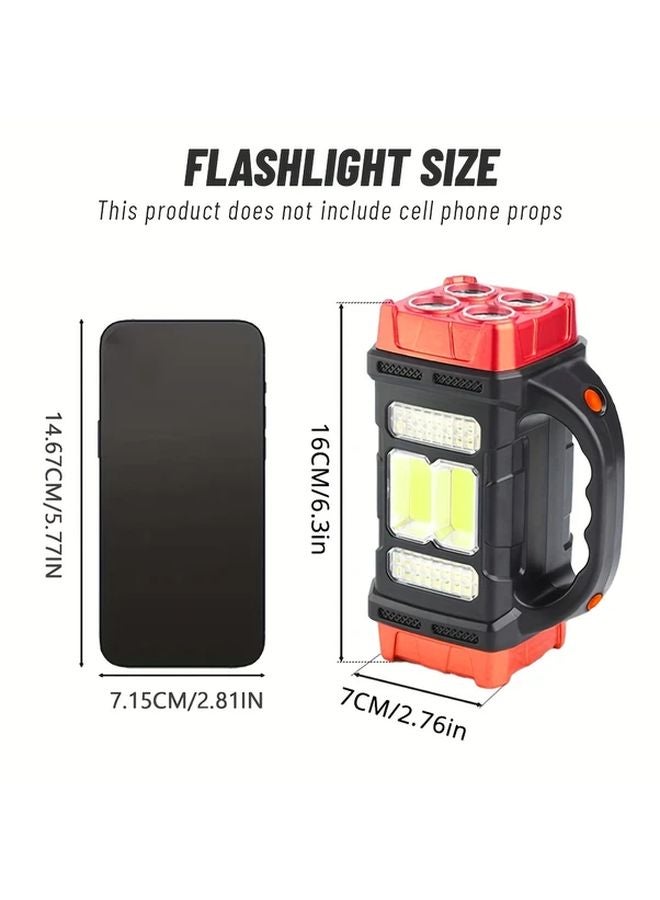 1pc Solar USB Rechargeable LED Flashlight 4 Modes Dual Light Source Portable ABS - Image 3