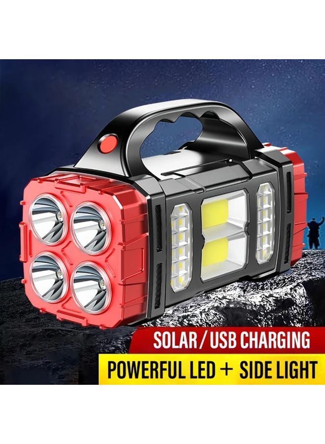 1pc Solar USB Rechargeable LED Flashlight 4 Modes Dual Light Source Portable ABS - Image 2