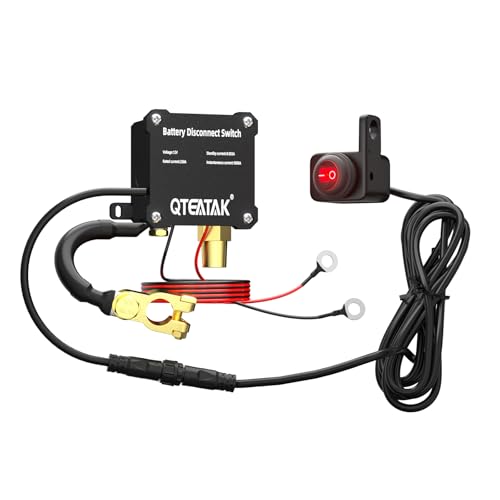 QTEATAK 12V 250A Battery Disconnect Switch Kill Switch Prevent Battery Drain for Car Truck RV with Illuminated Round Rocker Switch 984 FT Cable inCar Manual CutOff - Image 1