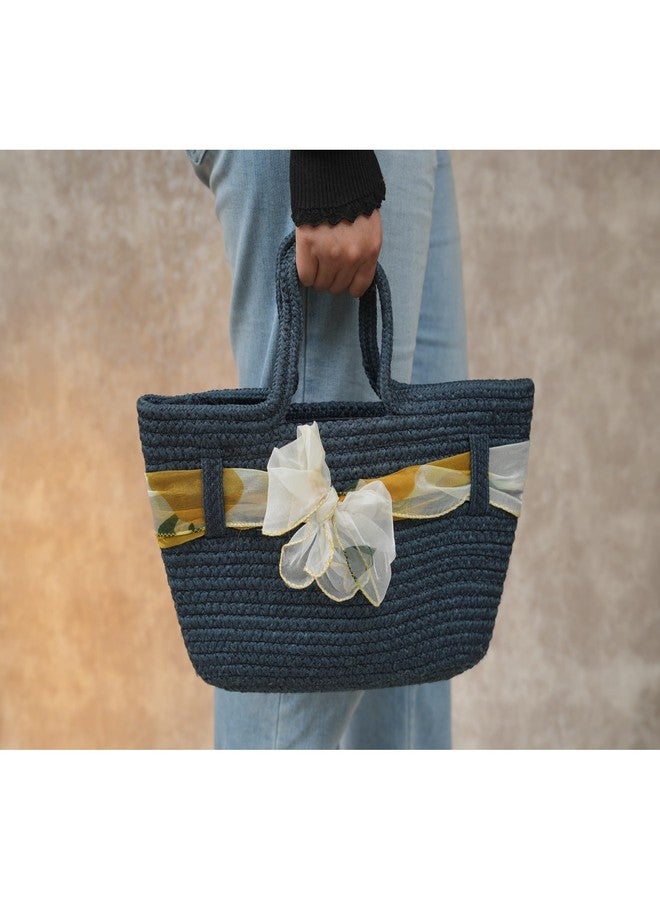 Ariya Women's Handbag with Decorative Sheer Bow (4071 | Navy Blue) Handcrafted PP & Cotton Blend Shoulder Purse, Perfect for Ladies & Girls, Lightweight Tote Bag for Daily, Casual, Travel - Image 2