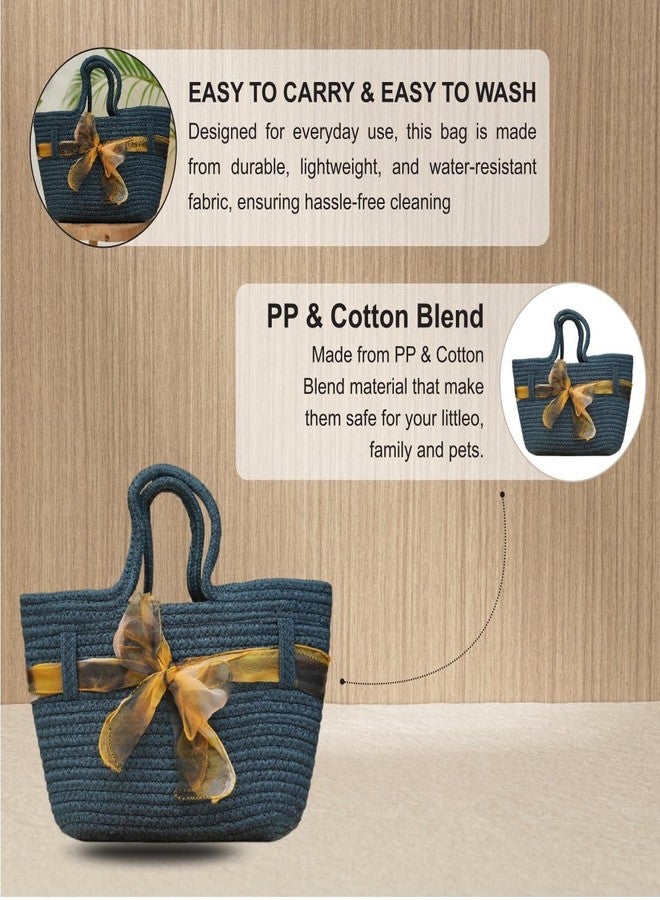 Ariya Women's Handbag with Decorative Sheer Bow (4071 | Navy Blue) Handcrafted PP & Cotton Blend Shoulder Purse, Perfect for Ladies & Girls, Lightweight Tote Bag for Daily, Casual, Travel - Image 5