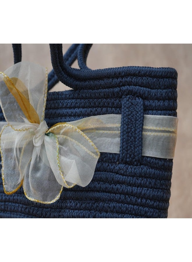 Ariya Women's Handbag with Decorative Sheer Bow (4071 | Navy Blue) Handcrafted PP & Cotton Blend Shoulder Purse, Perfect for Ladies & Girls, Lightweight Tote Bag for Daily, Casual, Travel - Image 3
