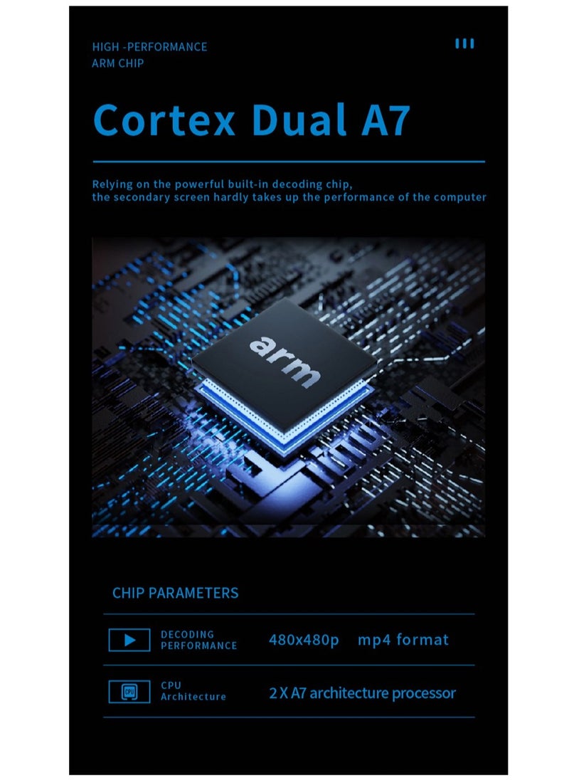 فيرسي - شاشة USB 2.1 بوصة Watercool 480x480 IPS شاشة ثانوية 2.1 بوصة LCD مستديرة لجهاز كمبيوتر مكتبي وحدة المعالجة المركزية وحدة معالجة الرسومات ذاكرة الوصول العشوائي القرص الصلب مراقبة بحرية AIDA64 - Image 1