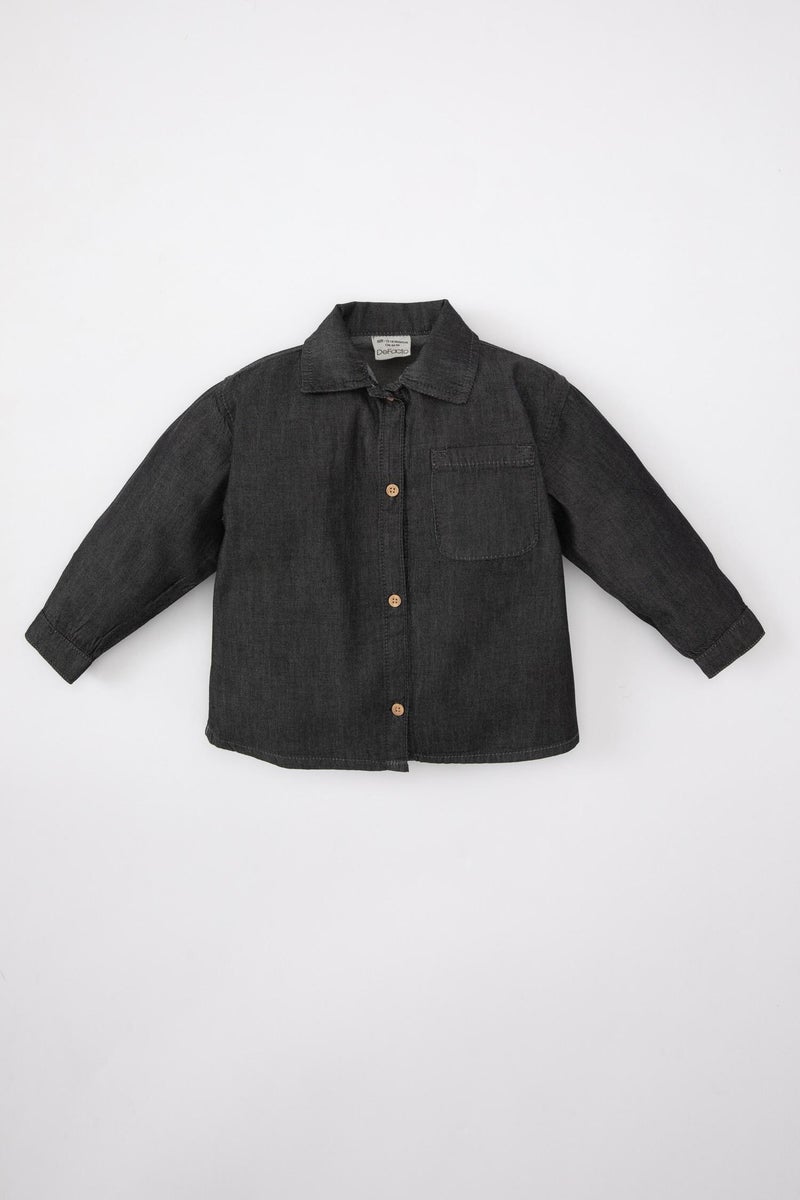 DeFacto Baby Boy Long Sleeve Jean Shirt - Image 4