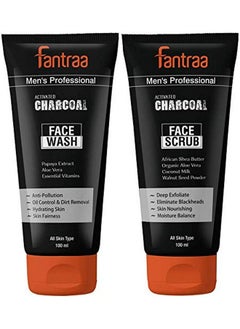 Fantraa Activated Charcoal Antipollution Face Care Charcoal Face Scrub & Face Wash 100 Ml Each (Combo Of 2)  - Image 2