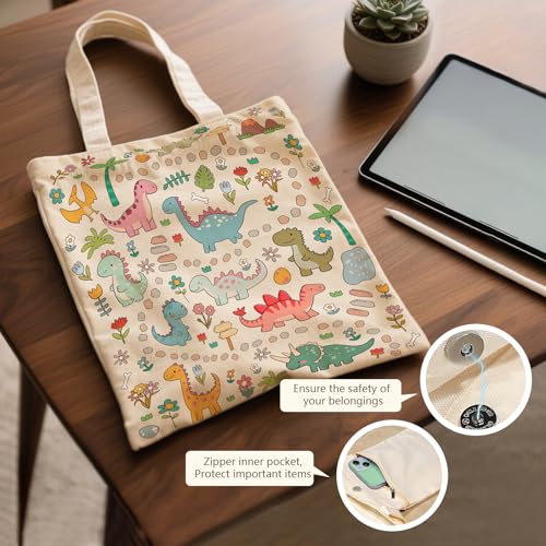 Ialtsidws Dinosaur Bag, Large Recycled Gift Bags With Handles, Dinosaur Tote Bag, Reusable, Birthday Party Gift Bags, Shopping Clutch - Image 5