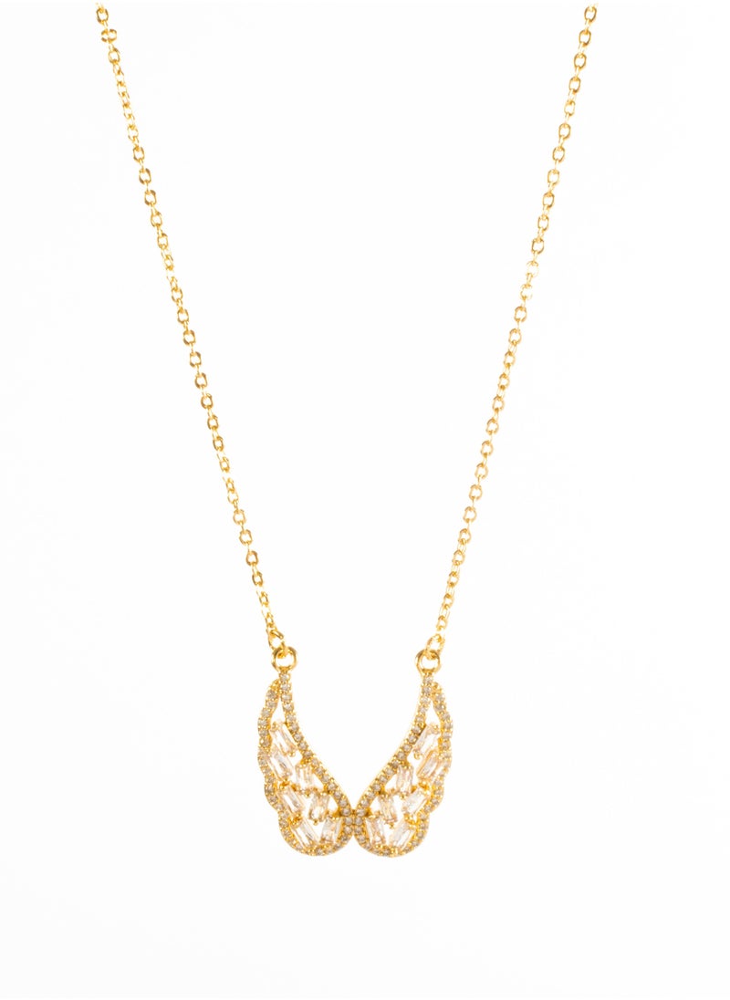 The Black Pearl Accessories - Chinese Gold Necklace with a Zirconic Wings Pendant - Image 1