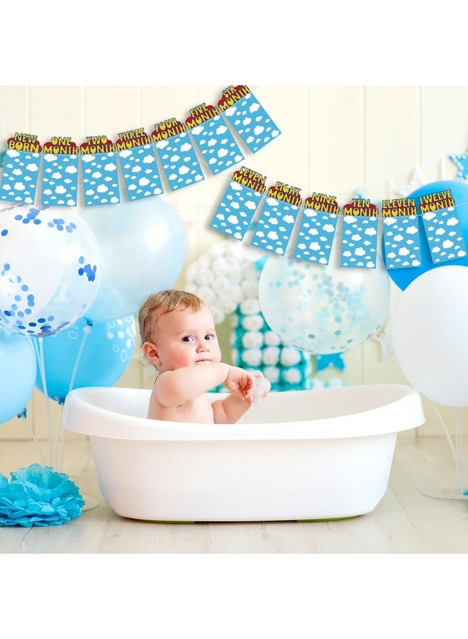 Oudain Cartoon Story 1st Birthday Photo Banner for Baby from Newborn to 12 Months Inspiration Story's 1st Birthday Party Decorations for Girl Boy Monthly Milestones Garland - Image 4