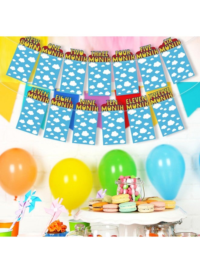 Oudain Cartoon Story 1st Birthday Photo Banner for Baby from Newborn to 12 Months Inspiration Story's 1st Birthday Party Decorations for Girl Boy Monthly Milestones Garland - Image 5