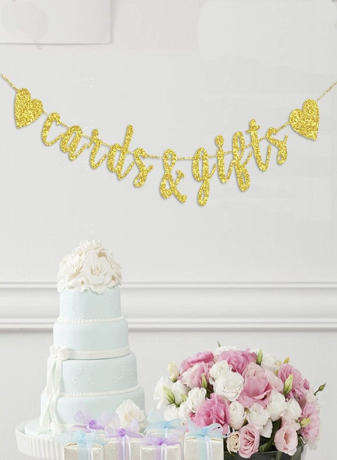 Oarkive Cards & Gifts Banner Gold Glitter Cards and Gifts Sign Gold Gifts Sign Gift Table Sign Baby Shower for Birthday Wedding Engagement House Warming Party Decors Backdrops - Image 5