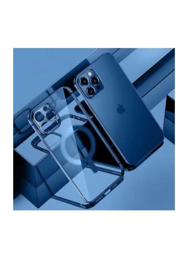 NIBEMINENT Protective Magnetic Electroplating Frame Magsafe Wireless Charging Case Cover for Apple IPhone 13 Pro Max Blue - Image 1