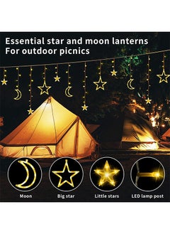Univer Tang Star Moon Curtain Ramadan Lights for Bedroom Decor,3.5M Ramadan Decorations Light,Eid Moon Window String Lights,8 Flash Modes Led String Fairy Lights Stars Shaped And Moon Curtain Decorative Lights  - Image 3