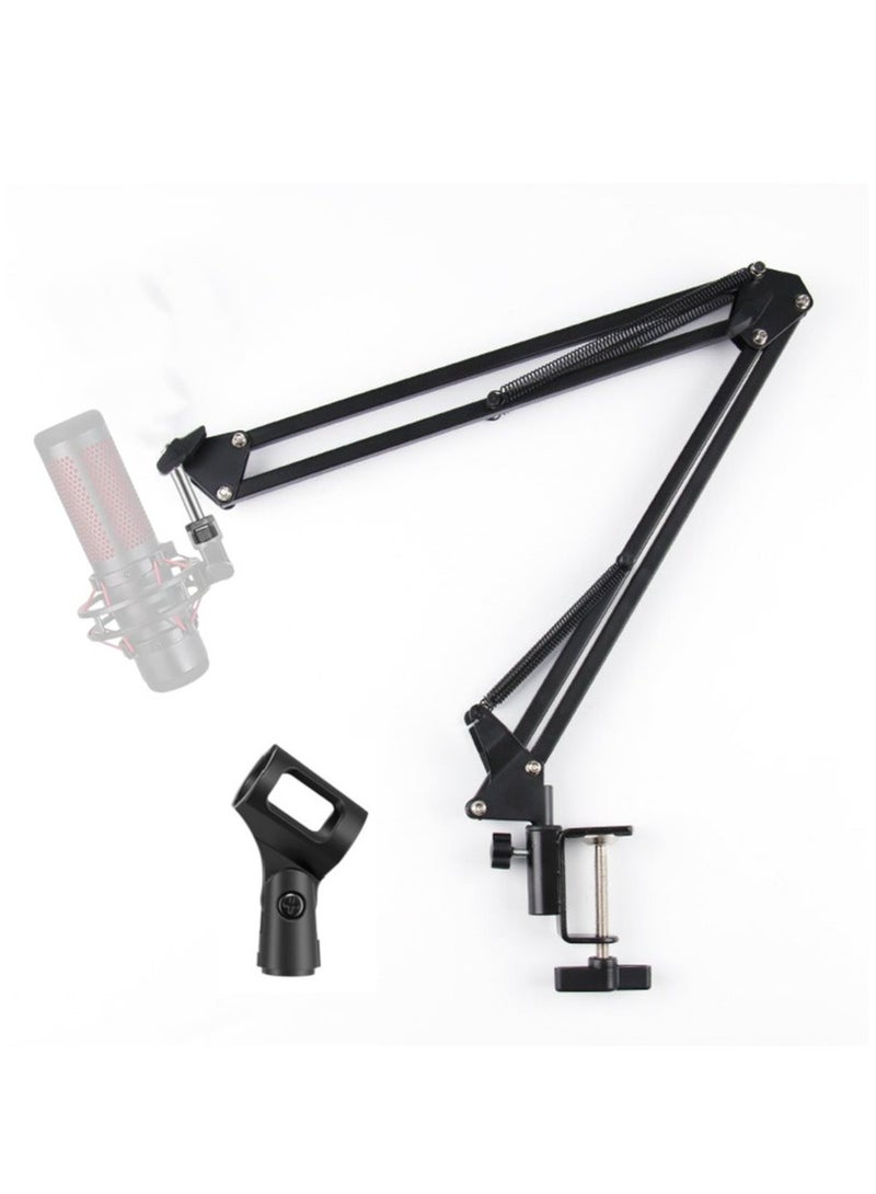 Flash Hawk Microphone Arm Stand, Desktop Mic Clip Holder, 360° Adjustable Folding Portable Microphone Cantilever Stand, NB35 Black  - Image 1
