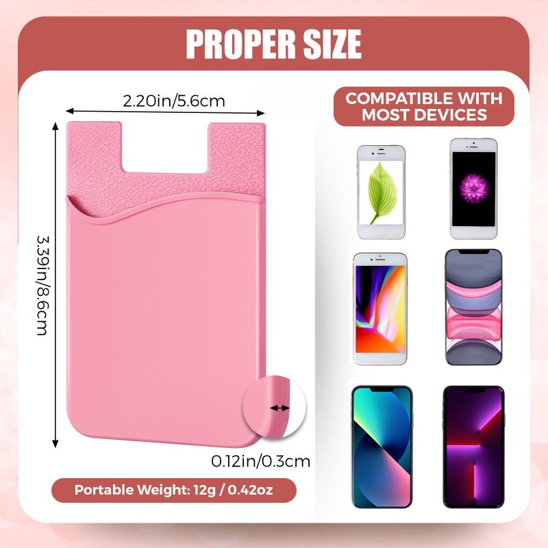 Frienda 24 Pcs Silicone Card Holder Phone Wallet Stick on Self Sticker for Back of Phone for Check ID Business Card Credit Cards Compatible Works with Most Smartphones(Multiple Color) - Image 4