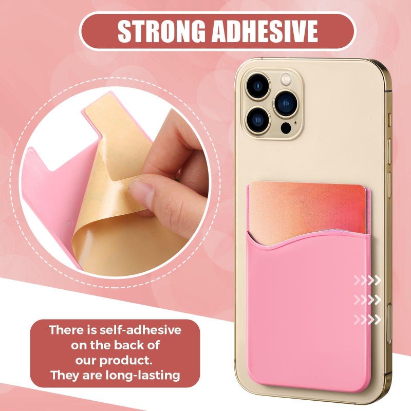 Frienda 24 Pcs Silicone Card Holder Phone Wallet Stick on Self Sticker for Back of Phone for Check ID Business Card Credit Cards Compatible Works with Most Smartphones(Multiple Color) - Image 3