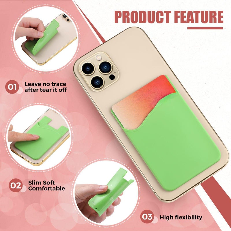 Frienda 24 Pcs Silicone Card Holder Phone Wallet Stick on Self Sticker for Back of Phone for Check ID Business Card Credit Cards Compatible Works with Most Smartphones(Multiple Color) - Image 5