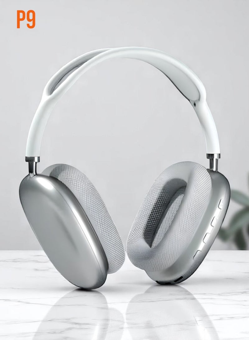 P9 Air Pro Max Earphones with Smart Case Bluetooth Over-Ear Headphones Silver - Image 1