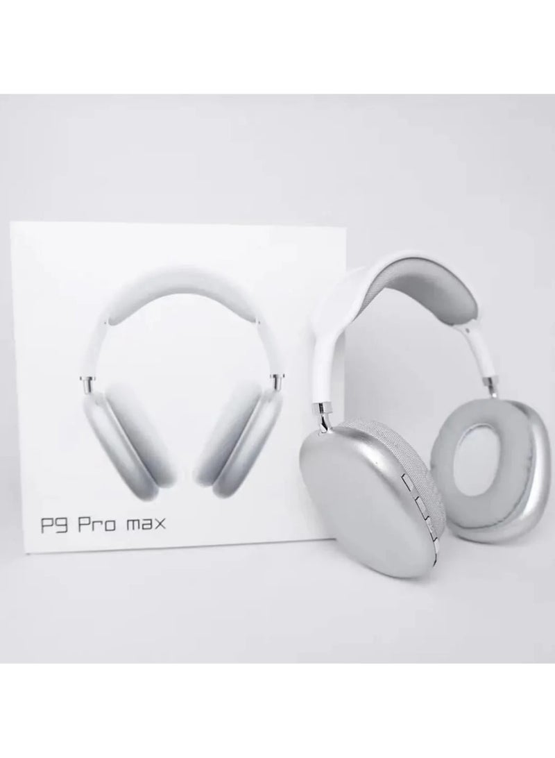 P9 Air Pro Max Earphones with Smart Case Bluetooth Over-Ear Headphones Silver - Image 4