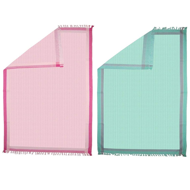Athom Trendz Athom Living Light Weight Cotton Premium Waffle Border Bath Towel 75x150 cm Pack of 2  - Image 3