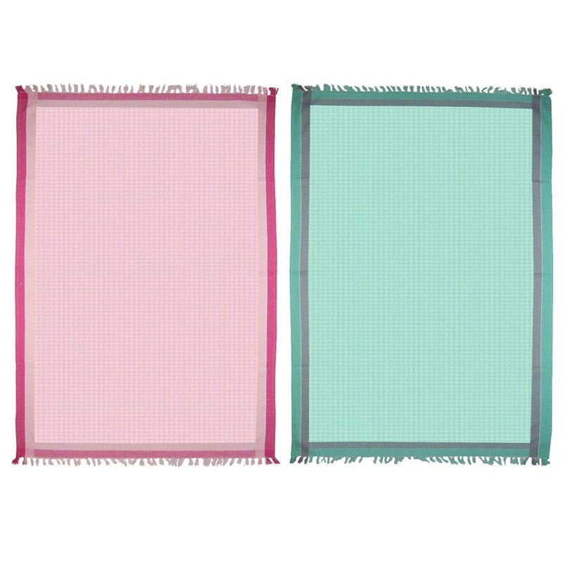 Athom Trendz Athom Living Light Weight Cotton Premium Waffle Border Bath Towel 75x150 cm Pack of 2  - Image 2