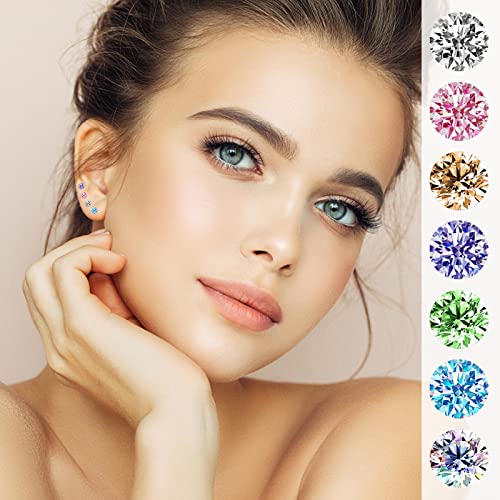DSOMHZ Plastic Earrings,80pcs Colorful Cubic Zirconia Earrings for Gril, medical grade plastic Post earrings for sensitive ears, 3mm stud earrings for women hypoallergenic - Image 3